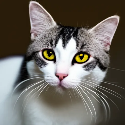 

This image shows a close-up of a white cat looking directly at the camera with its ears perked up, as if it is listening intently. The cat's eyes are wide and its whiskers are slightly raised, conveying a
