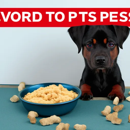 

An image of a dog with a bowl of food in front of it, with a red "X" over the bowl. The caption reads "Avoid Toxic Foods for the Safety of Your Pets".