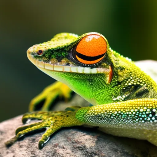 

Une photo d'un gecko vert et orange avec des yeux brillants, assis sur une main humaine. Ce gecko est un exemple parfait des avantages et des défis de